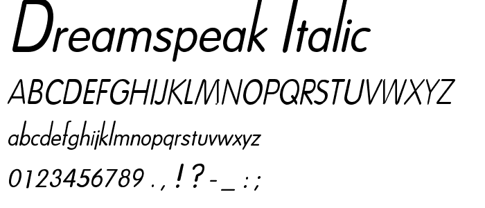 Dreamspeak Italic font